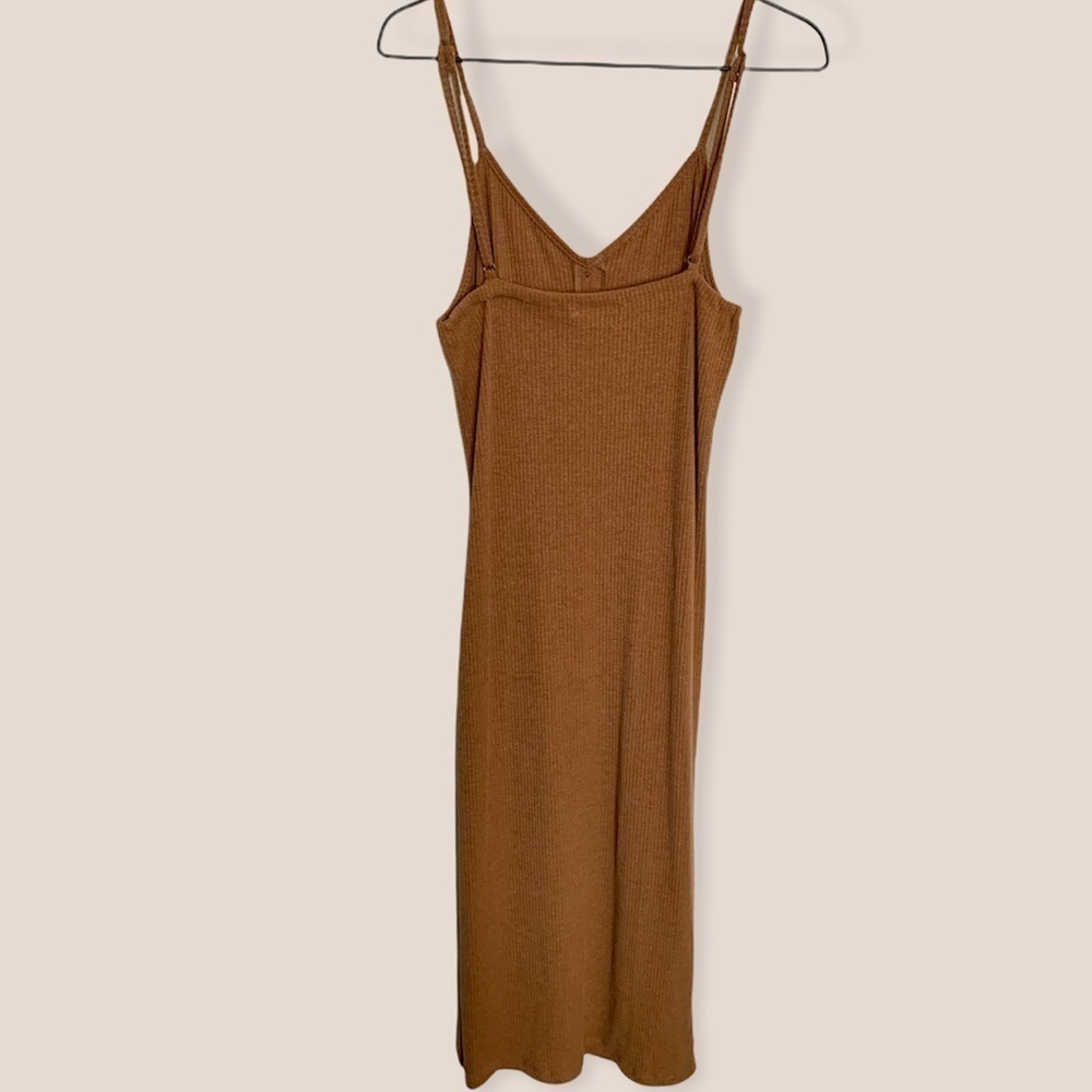 VICI Brown Ribbed Button Front Midi Dress Size Large - Picture 3 of 4
